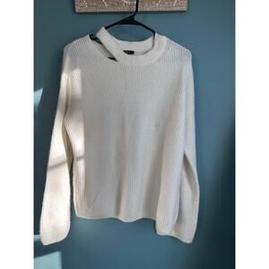 Rails Women's Alexi Cut Out Neck White Knit Sweater